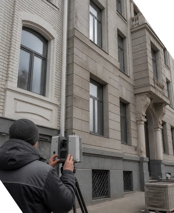 Лазерное сканирование фасадов зданий для обследования в Черняховске